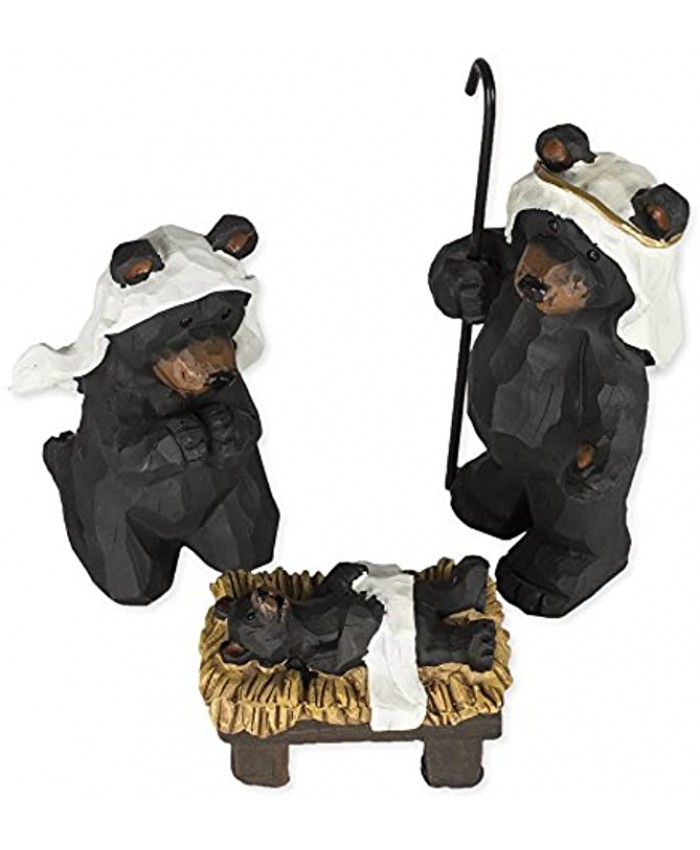 Black Bear Nativity Set 3 Pc Figurine Set