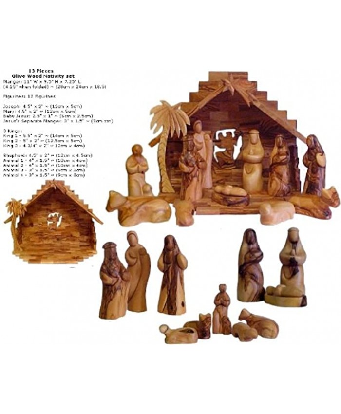 Christian Gifts Faceless Olive Wood Nativity Set Made in Bethlehem