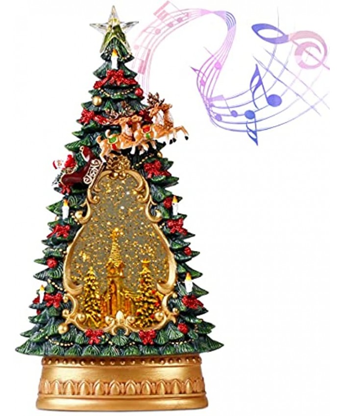 Christmas Snow Globe,Snow Globe Decorations Christian Gifts，Christmas Festival Snow Globe  with Musical Santa Claus Christmas Tree,Churches,Water Glittering Lantern Swirling