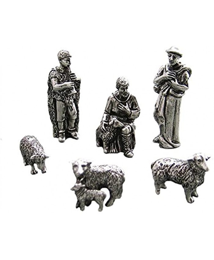 DANFORTH Nativity Shepherd and Sheep Figures – Handcrafted Pewter Nativity Set Scene – Made in USA