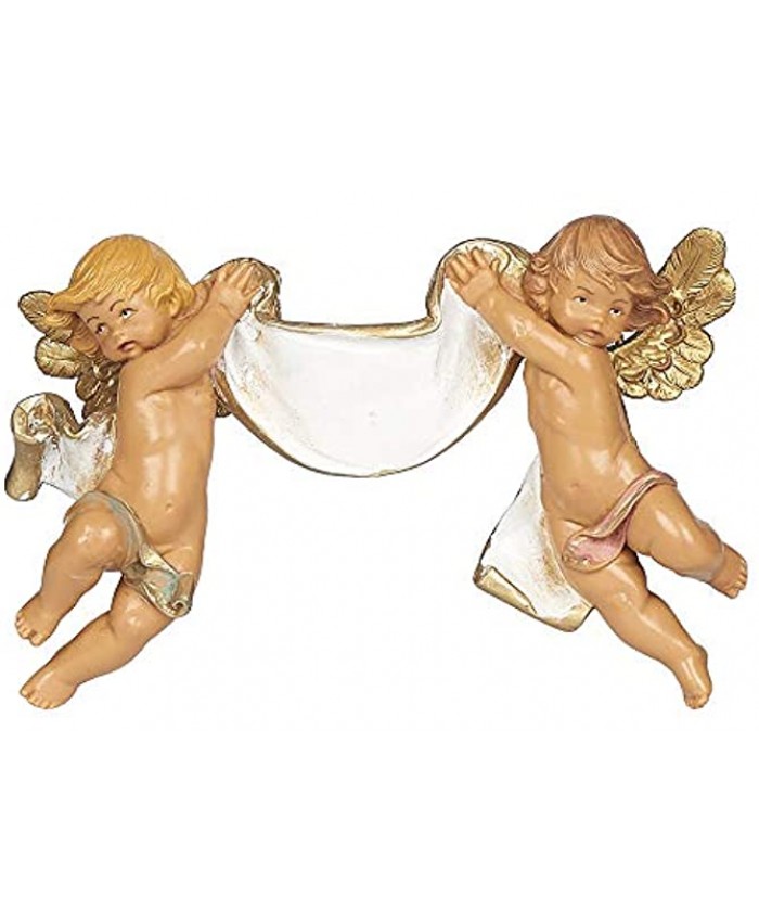 Fontanini Cherubs with Banner 3.5" H Collection Handmade in Italy Designed and Manufactured in Tuscany Polymer Hand Painted Italian Highly Detailed