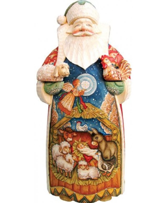 G. Debrekht Village Nativity Devotional Santa Carved Wood and Hand-Painted Figurine