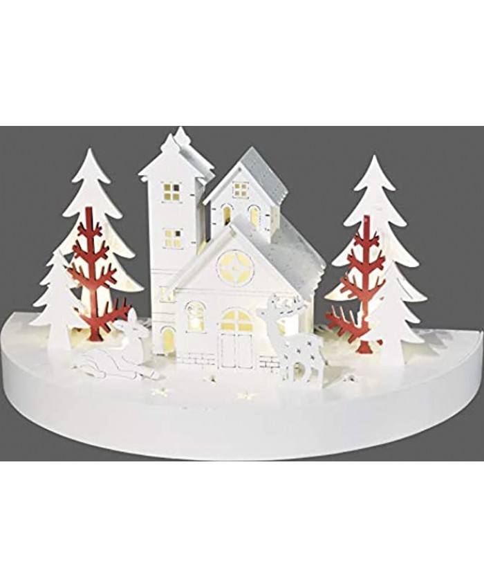 HGD Weihnachtsfrieden Diorama with 6 LEDs 25 x 12.5 x 14.5 cm White