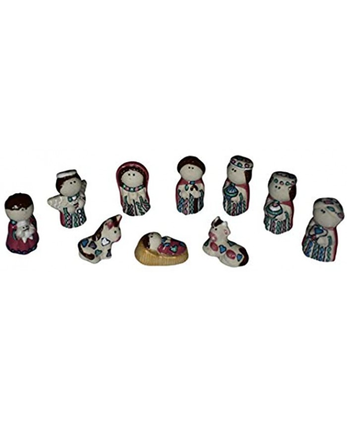 IME Handmade Mini Christmas Nativity Set Handmade and Hand Painted Made of Baked Ceramic at High Temperature Pink