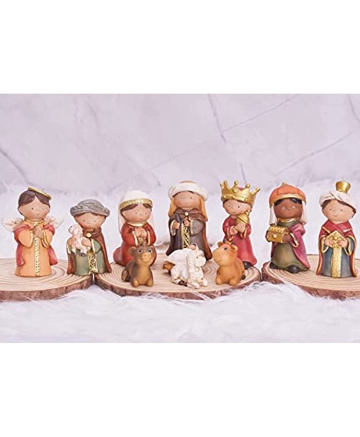Osfvn Nativity Scene Sets 11 Piece Mini Tabletop Figurine Decor for Christmas Indoor Home Decoration
