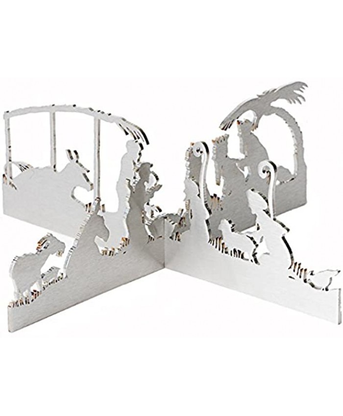 Valerie Atkisson Modern Silhouette Centerpiece Nativity for Tabletop Brushed Steel