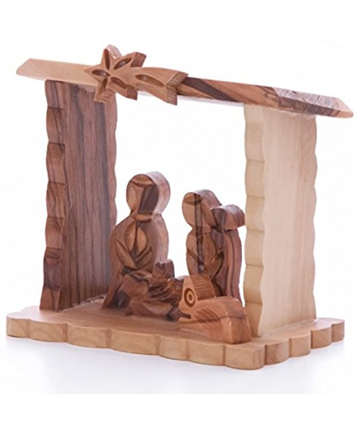 Zuluf Small Olive Tree Natural Hand Made Nativity Set Holy Land Gift | 7.2 cm 2.9 Inches | Comes with Jerusalem Certificate NAT030
