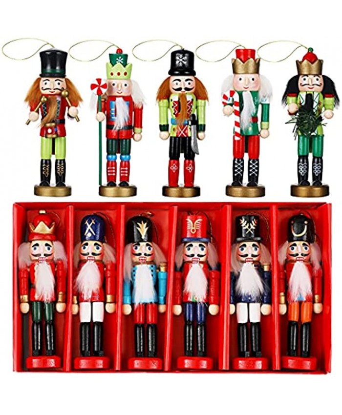 11 Pieces Christmas Nutcrackers Ornaments Set Glittery and Wooden Soldier Puppet Toys Nutcracker with Opening Mouth for Christmas Tree Shelves Tables Decor Xmas Hanging Decorations Delicate Style