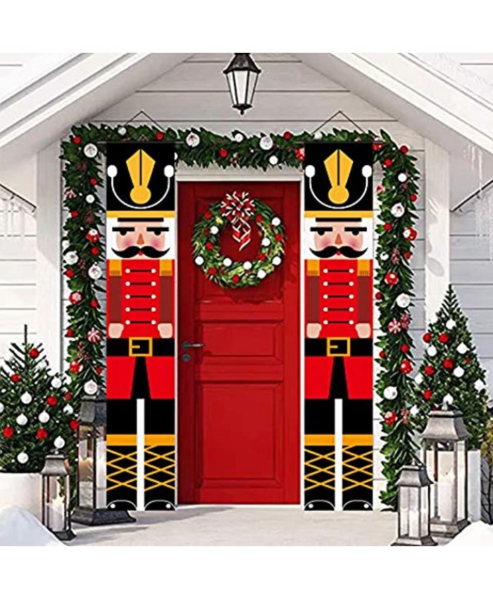 70.8 Inch Nutcracker Christmas Decorations Outdoor Indoor Xmas Banners Hanging Sign for Home Front Door Porch Wall