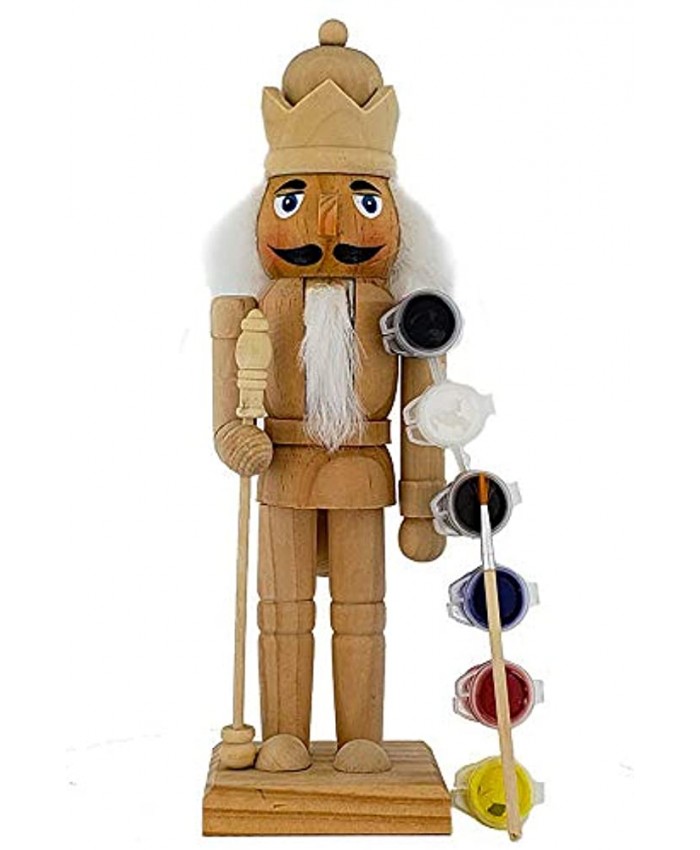 Christmas Nutcracker Figure King Fun DIY Unpainted with Paint Kit Included Wood 10 inch Exclusive