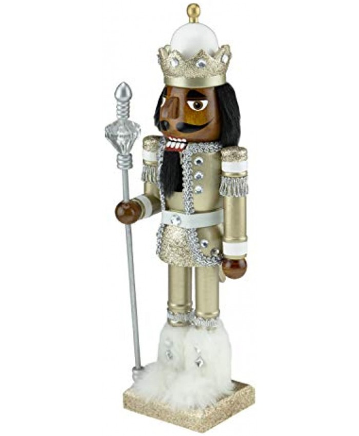Clever Creations African American Gold King 14 Inch Traditional Wooden Nutcracker Festive Christmas Décor for Shelves and Tables