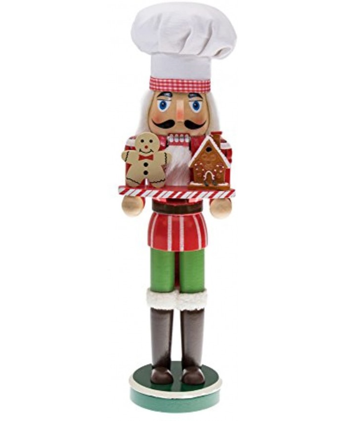 Clever Creations Chef 15 Inch Traditional Wooden Nutcracker Festive Christmas Décor for Shelves and Tables