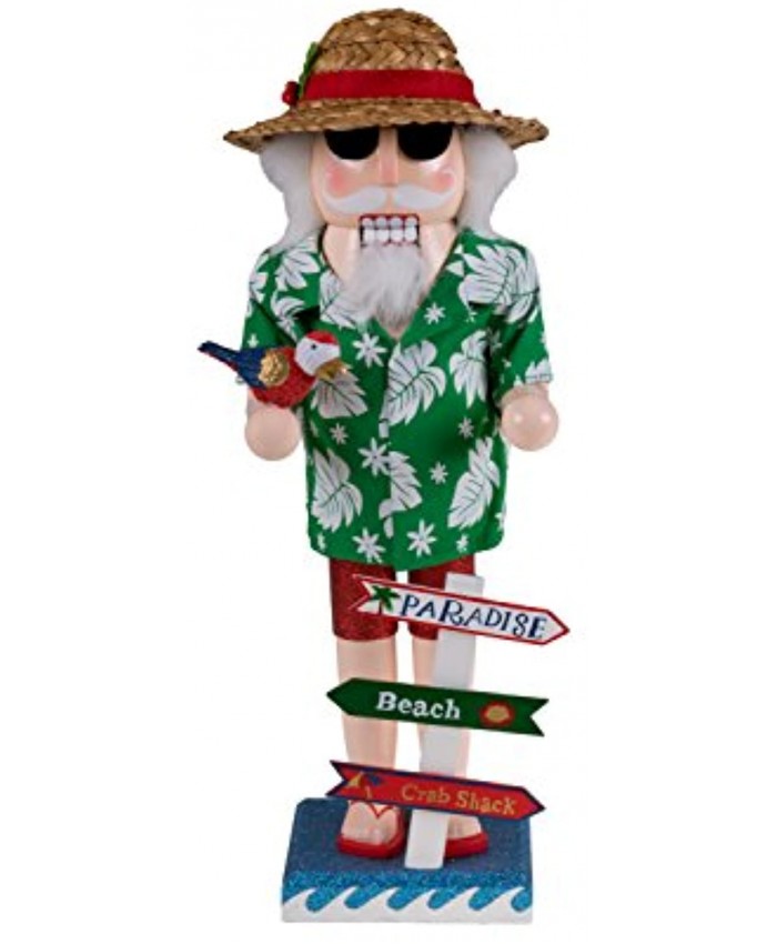 Clever Creations Summer Santa 14 Inch Traditional Wooden Nutcracker Festive Christmas Décor for Shelves and Tables