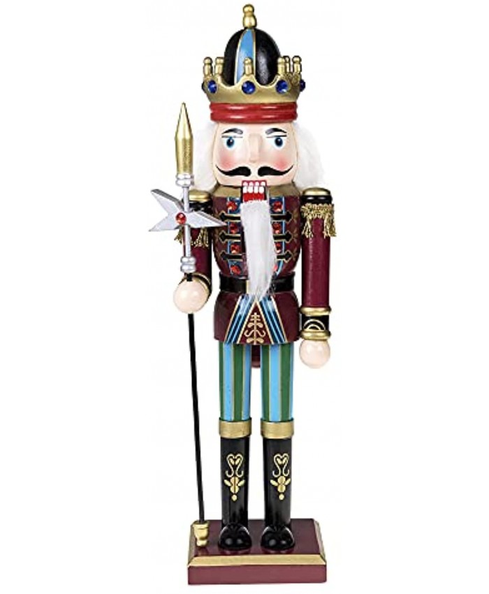 Merry Christmas Co. 12 Inch Traditional Wooden Nutcracker Festive Holiday Tabletop Décor Blue King