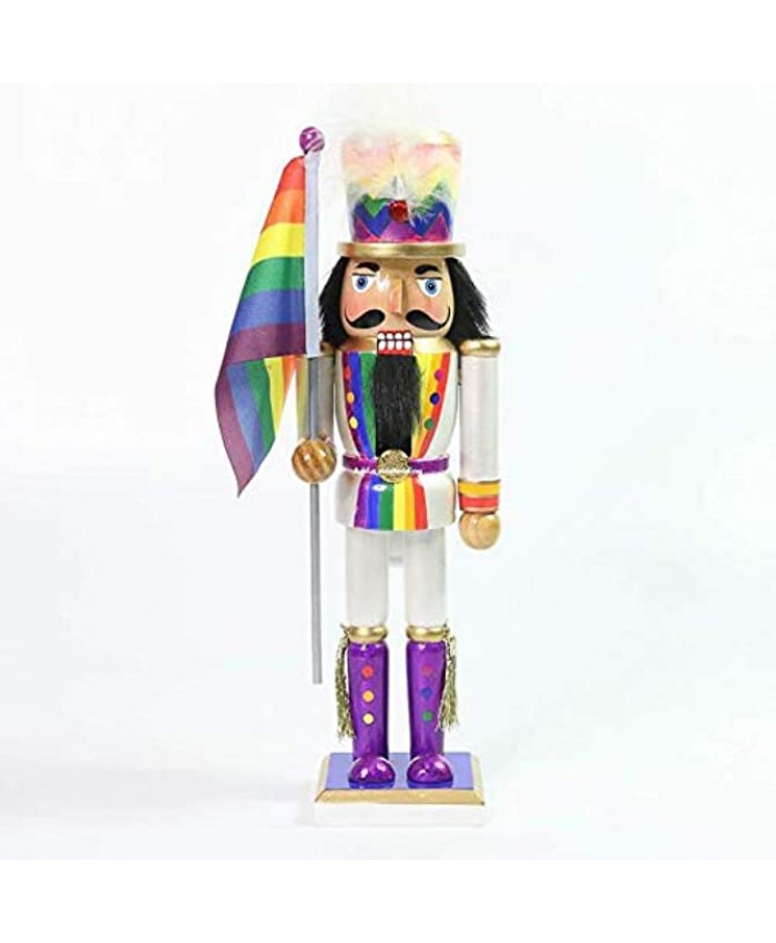 Nutcracker Ballet Gifts Pride Nutcracker Soldier in Rainbow Colors Waving Rainbow Flag- Show Your Pride During The Christmas Holiday and Year Round Large 12 Inch