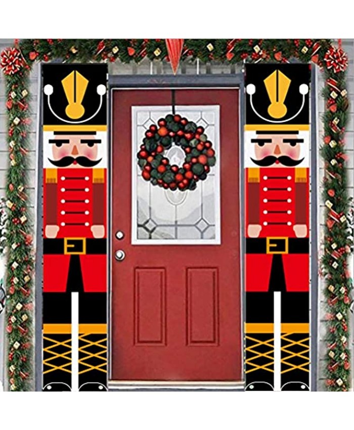 Nutcracker Christmas Banner Outdoor Xmas Decoration Life Size Nutcracker Soldier Porch Signs Hanging Christmas Banners for Front Door Yard Home Garden Office Garage Apartment Holiday Party Supplies