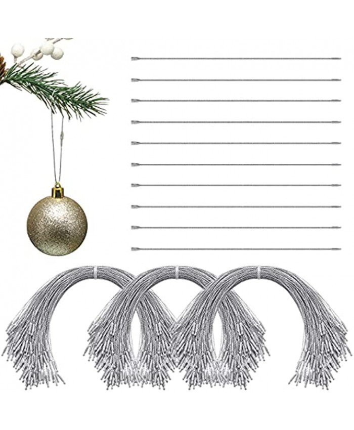 200 Pcs Christmas Ornament String with Snap Fastener Christmas Ornament Precut String Hangers Hanging Ropes Hang Tag Ropes Clothing Price Tag for Christmas Tree Christmas Party Hanging Decor Silver
