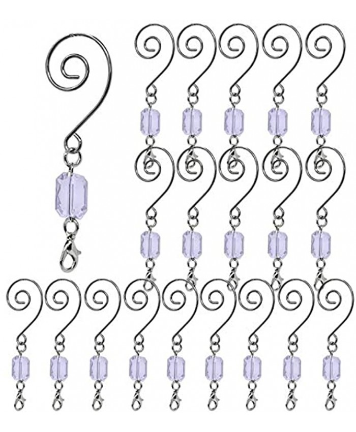 BANBERRY DESIGNS Christmas Ornament Hooks Light Lavender Acrylic Silver Wire Ornament Hooks Pack of 20