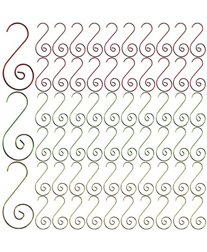 Cedilis 300 Pack Swirl Christmas Ornaments Hooks Stainless Steel Colorful Christmas Tree Hanger Christmas Stocking Hooks Great for Christmas Tree Decoration Green Red Yellow