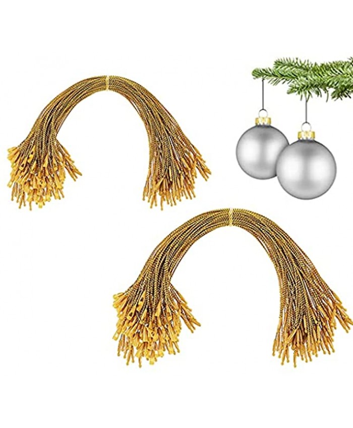 EBOCACB Christmas Ornament Hangers Snap Locking Ropes Precut String Hangers Fasteners Fasteners Hanging Ropes Hang Tag Polyester Ropes for Christmas Tree Ornament Decorations Gold 200 pcs