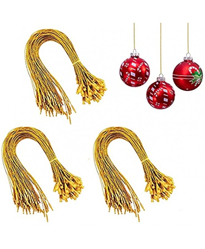 Fox Claw 8 Inch Ornament Hanger Tags Hanger Snap Lock String Metallic Cord with Snap Fastener for Christmas Valentine's Day Party Hanging Decor Gold 300
