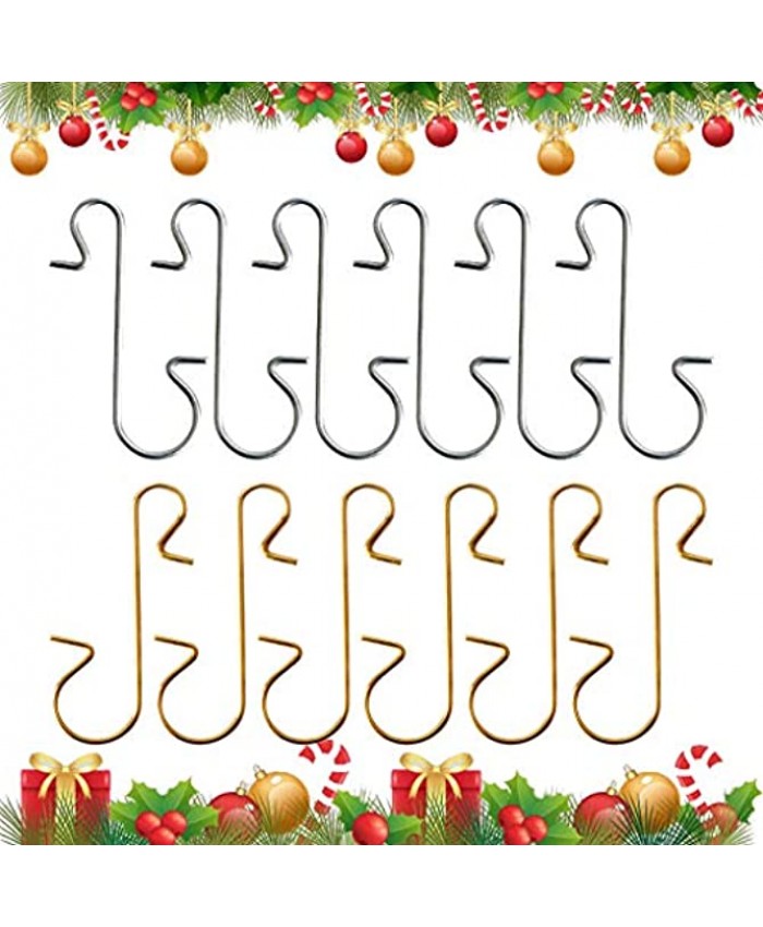 IronBuddy 200Pcs Christmas Ornaments Hooks Metal S Shaped Ornament Hangers for Hanging Christmas Tree Ornaments Gold & Silver
