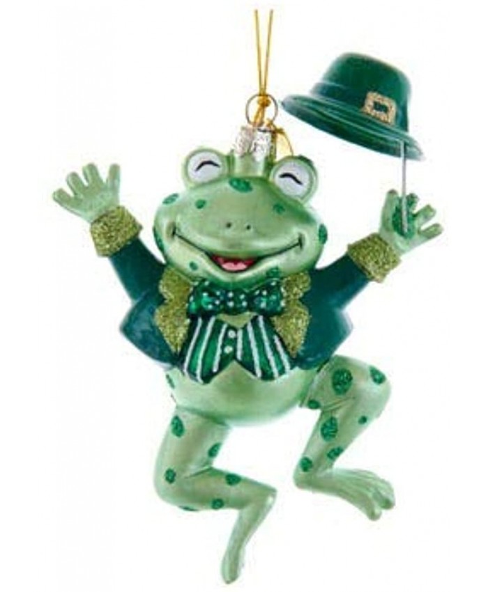 Kurt-Adler Glass Ornament with S-Hook and Gift Box Animal Selection Irish Frog NB1609