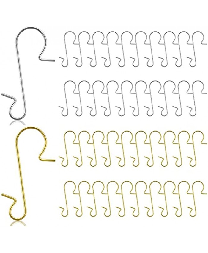 Lucleag 200PCS Christmas Ornament Hooks Gold and Silver Metal Wire Xmas Ornament Hanging Hooks S-Hooks Ornament Hangers for Christmas Tree Decorations