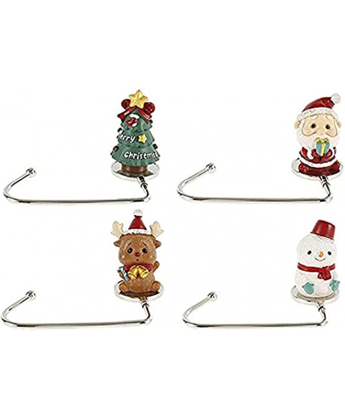 Urvrriu 4 Pack Christmas Stocking Holders Mantel Hooks Hanger Non-Slip Christmas Safety Hang Grip Stockings Clip for Holiday Xmas Tree Party Fireplace Decorations Rose Gold