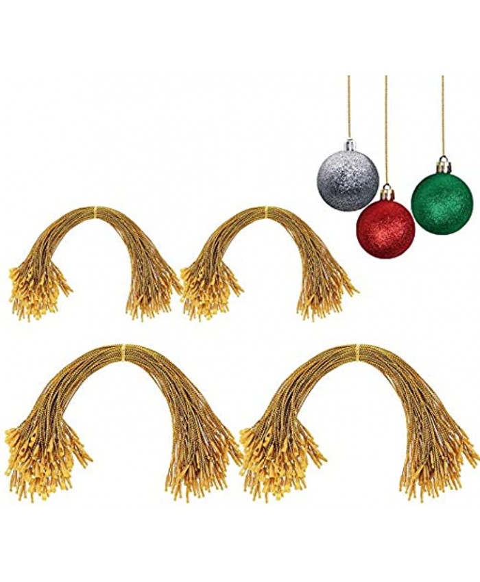 Votono Christmas Ornament Hangers Snap Locking Ropes Christmas Ornament Precut String Hangers Fasteners Hanging Ropes Hang Tag Polyester Ropes Clothing Price Tag Hanging Ropes Gold 400