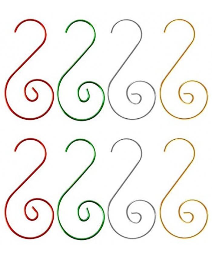 Windspeed 160pcs Christmas Ornaments Hooks Christmas Tree Ornaments Hangers Metal S-Shaped Hooks for Christmas Tree Decorations Red Gold Green Silver Color