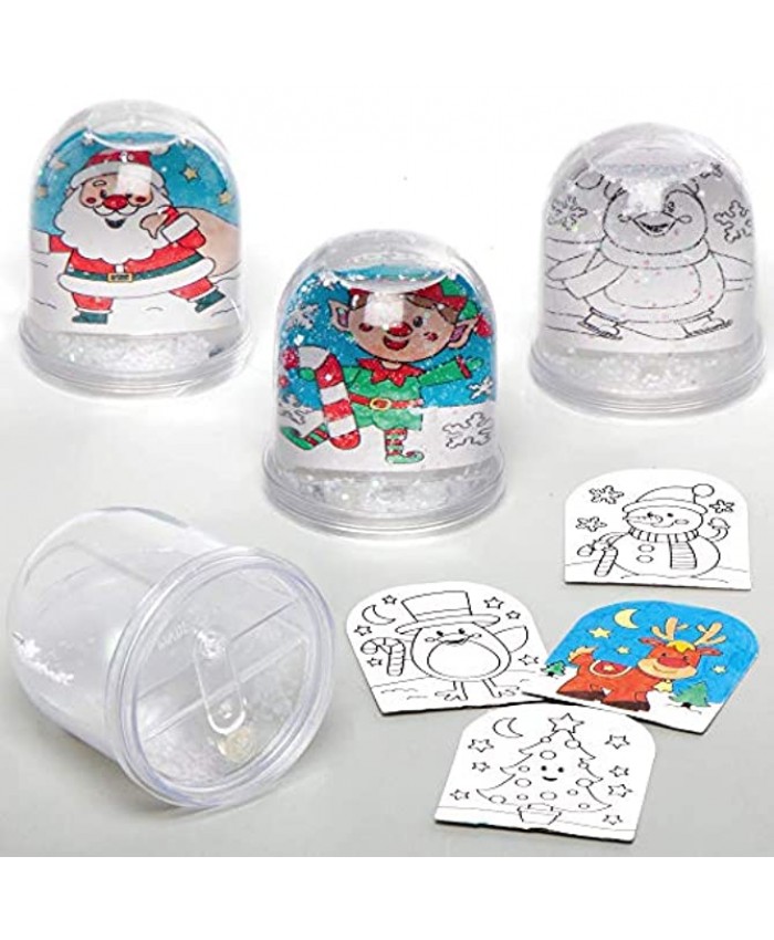 Baker Ross AX490 Christmas Color in Snow Globe Kits Pack of 4 Make Your Own Festive Arts and Crafts for Christmas Activities