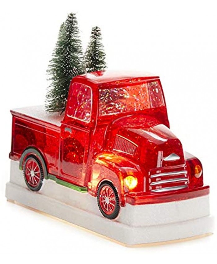 Christmas Light-Up Snow Globe Red Truck 8 x 6.5 Inches