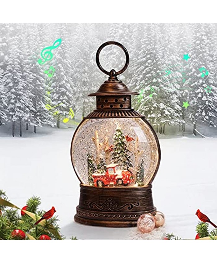 Christmas Snow Globe Musical Snow Globes Water Lantern Glitter Lantern Christmas Lighted Snow Globe Lantern with Car Xmas Tree 6H Timer USB Battery Operated Snowglobe for Holiday Home Decor 8 Musics
