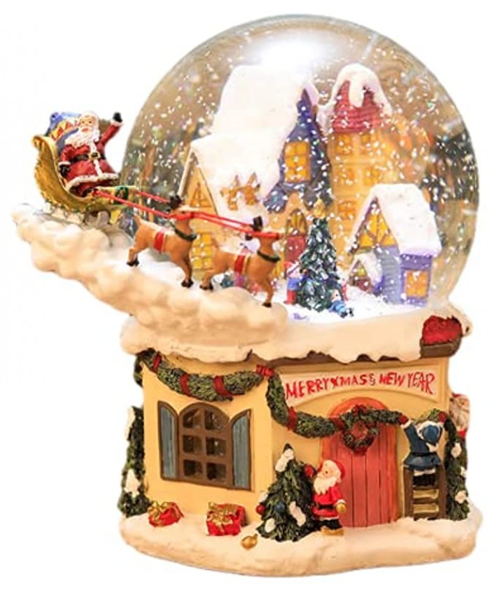 Christmas Snow Globe Spinning Music Box Battery Operated Lighted Automatic Snowman Santa Claus Snow Globes for Kids Girls Boys Women Daughter 120MM Glitter Globe Xmas Gifts