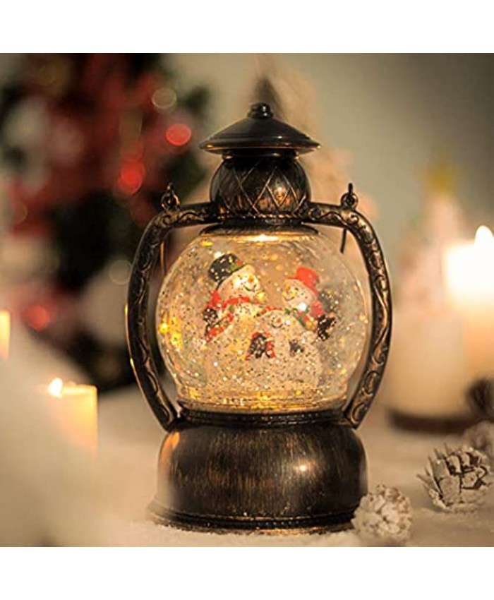 DREAM GARDEN Christmas Snow Globes Lantern Light Up Snow Globe Christmas Lamp Water Lanterns Snowmen LED Water Glittering Christmas Home Decoration and Gift