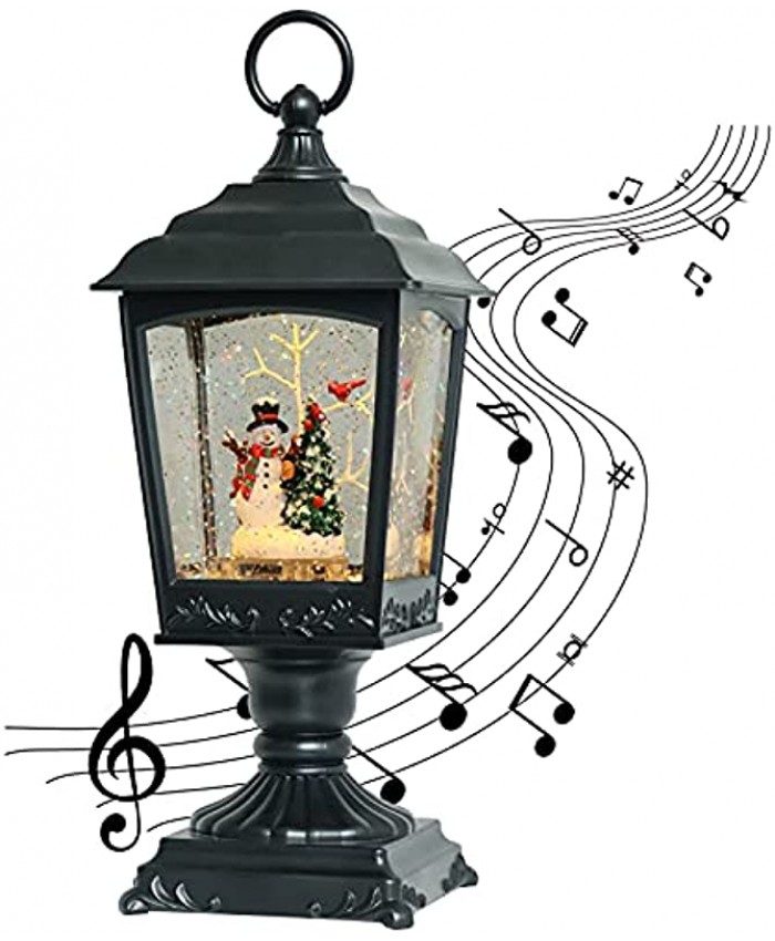 DRomance Christmas Snow Globe Lantern with Musical and Timer Battery Operated and USB Cable Snowman Light up Spinning Water Glitters Snow Globe DecorationUSB Included