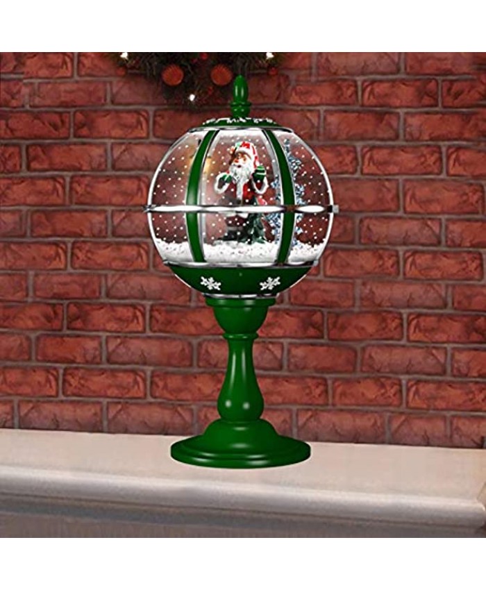 Fraser Hill Farm 23" Musical Tabletop Globe in Green Featuring Santa Scene and Snow Function Christmas Decoration