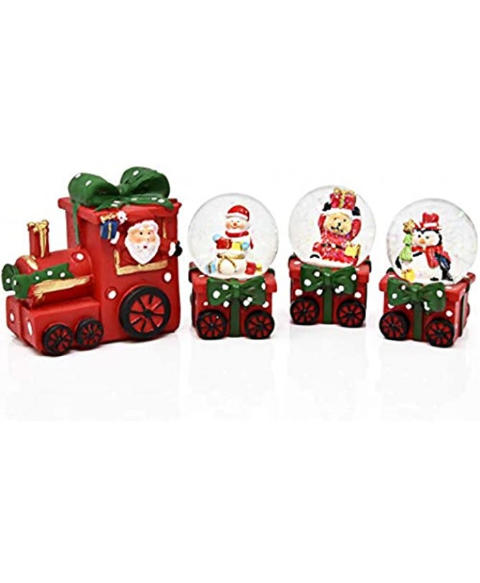 Gift Boutique Christmas Train Snow Globe Decoration 4 Piece Glitter Dome Water Globes Santa Snowman Winter Tree Glass Ball Collectible Table Decor
