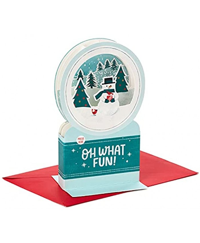 Hallmark Paper Wonder Musical Pop Up Christmas Card Snowman Snow Globe Plays Jingle Bells