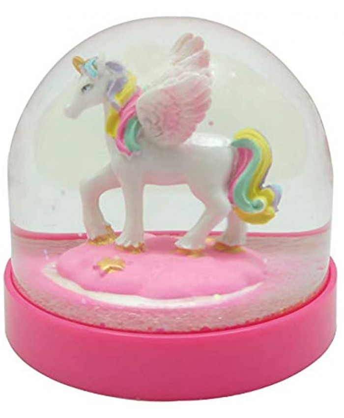 Lightahead Mini Water Snow Globe with Cute Unicorn Inside and Pink Base,Table Top Decorations Christmas Valentine Gifts