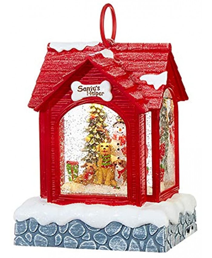 RAZ Imports Snowman Lighted Dog House Water Lantern Musical Lighted Christmas Snow Globe