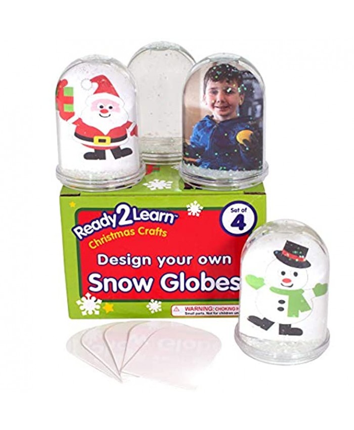 READY 2 LEARN Christmas Crafts Design Your Own Snow Globes Set of 4 Christmas Snow Globes for Kids Customizable Christmas Decorations for Home