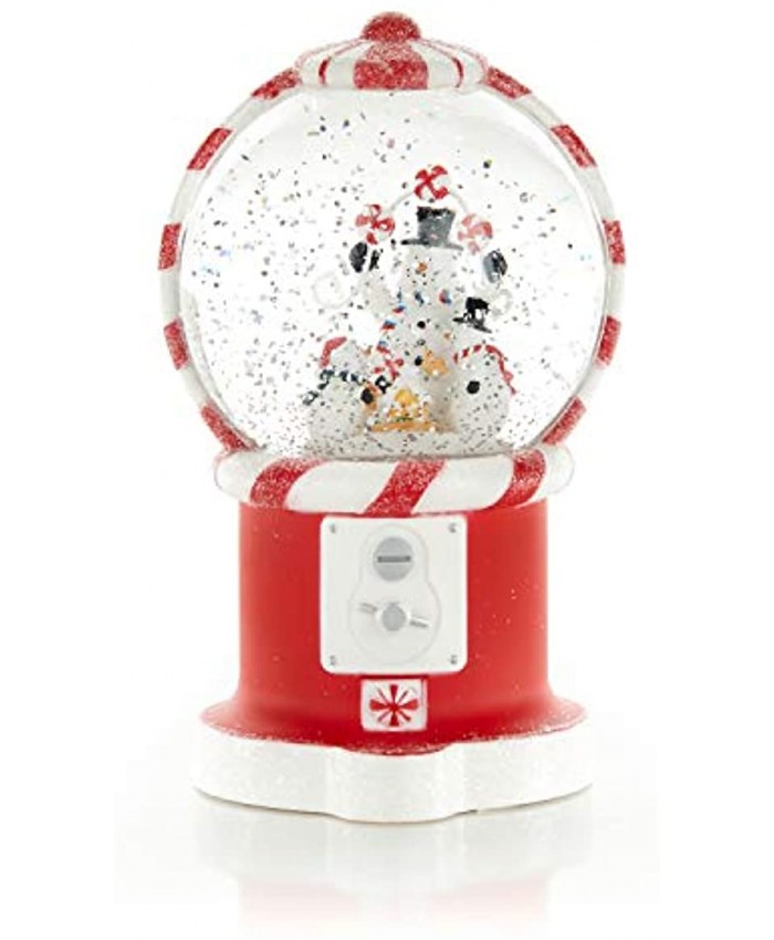 ReLIVE Christmas Light-Up Snow Globe Gumball Machine Lantern Peppermint Snowmen