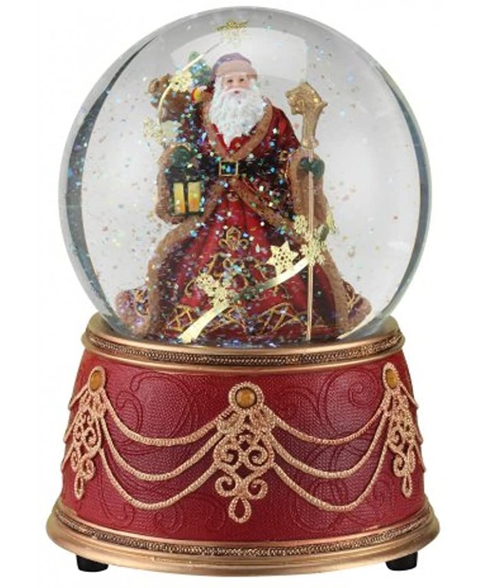Roman Santa with Snowflakes Musical We Wish You a Merry Christmas 100mm Snow Globe