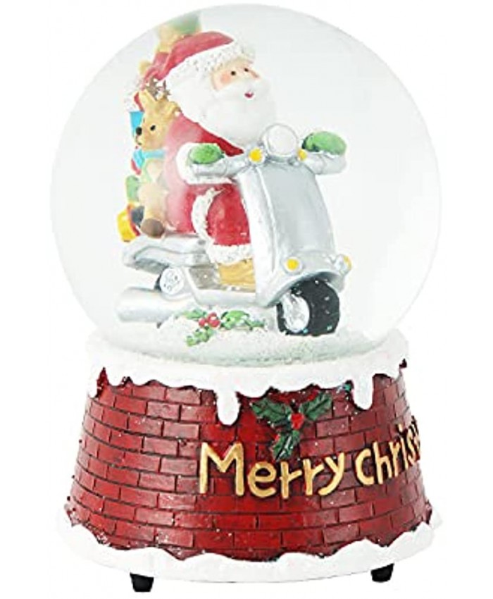Snow Globes Glitter Water Globe Santa Claus Decoration Musical Snow Globes Decor Plays We Wish You a Merry Christmas 100mm Motorcycle