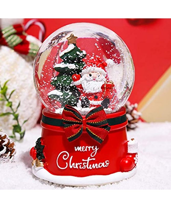 XXMANX 100 MM Christmas Snow Globe with 8 Music and 4 Color Lights Music Box Home Decoration for Girls Boys Kids Granddaughters Babies Birthday Gift Musical Resin Glass Automatic Snow Drift
