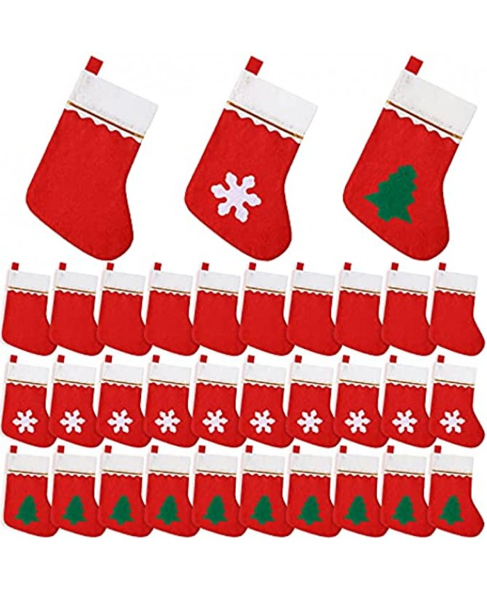 30 Pieces Christmas Socks Decoration Red White Christmas Stockings Xmas Stockings Christmas Tree Hanging Decoration for Holiday Xmas Party Tree Dinner Table Home Ornaments 7.1 x 5.9 Inches