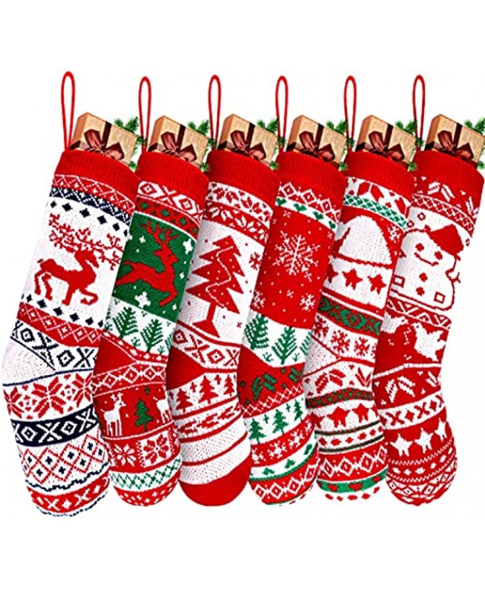 Christmas Stockings 6 Pack Stockings Christmas 18" Knit Christmas Stockings Large Christmas Stockings Christmas Stockings Bulk Xmas Stockings.