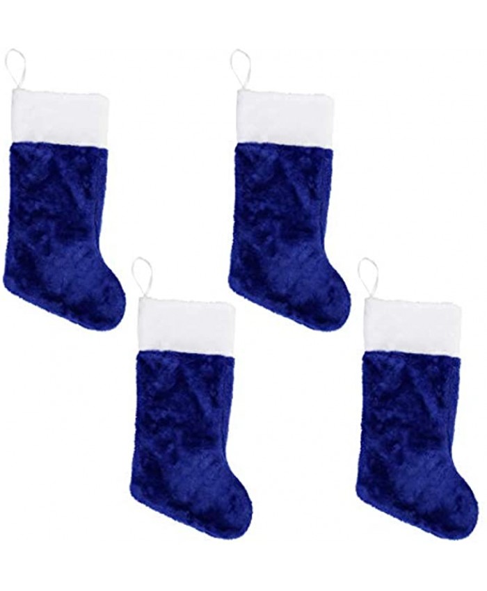 Iconikal Plush Decorative Stocking 18-inches Tall Blue 4-Pack